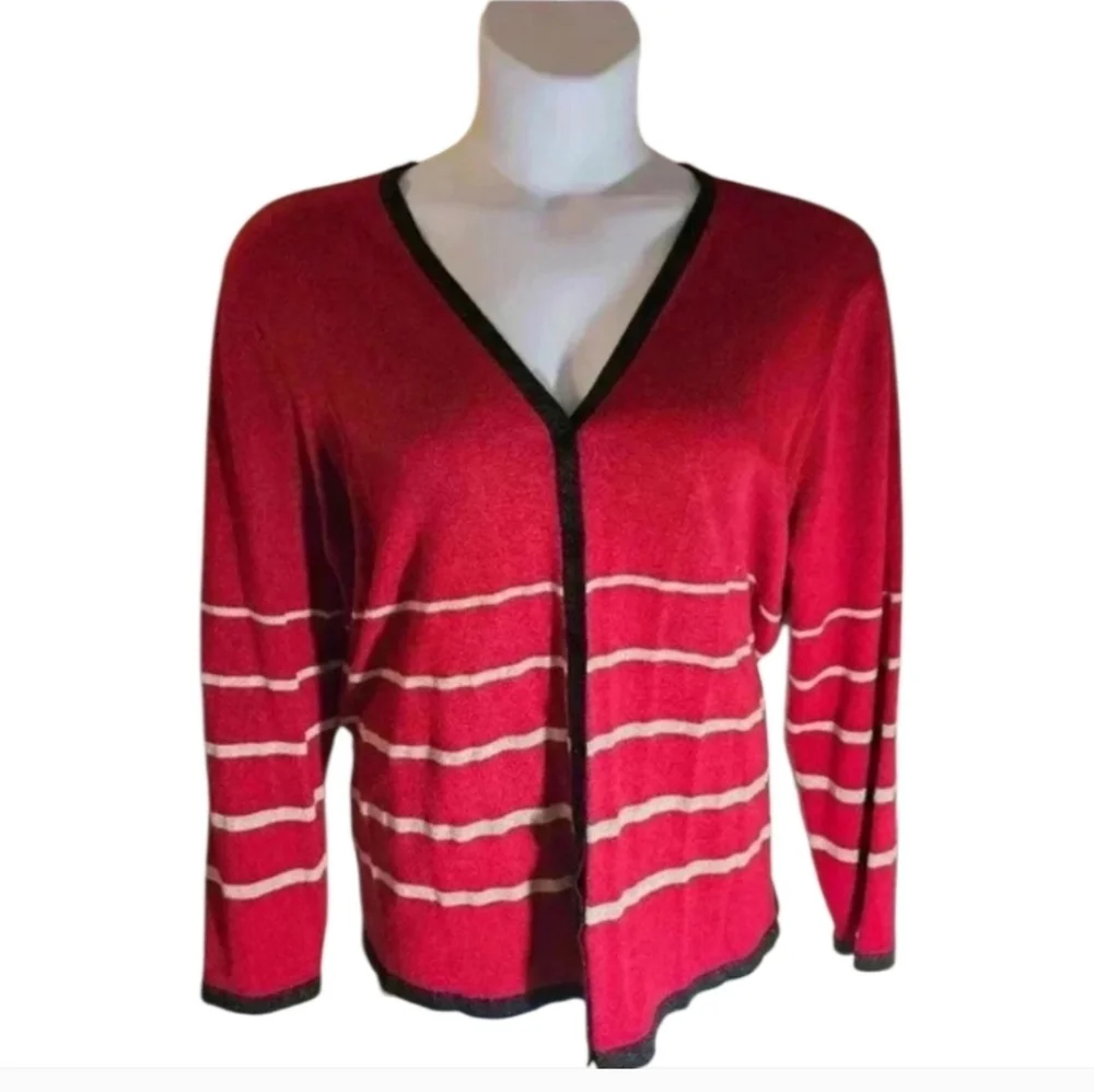 Emma James Red Gold Cardigan Plus Sz 2